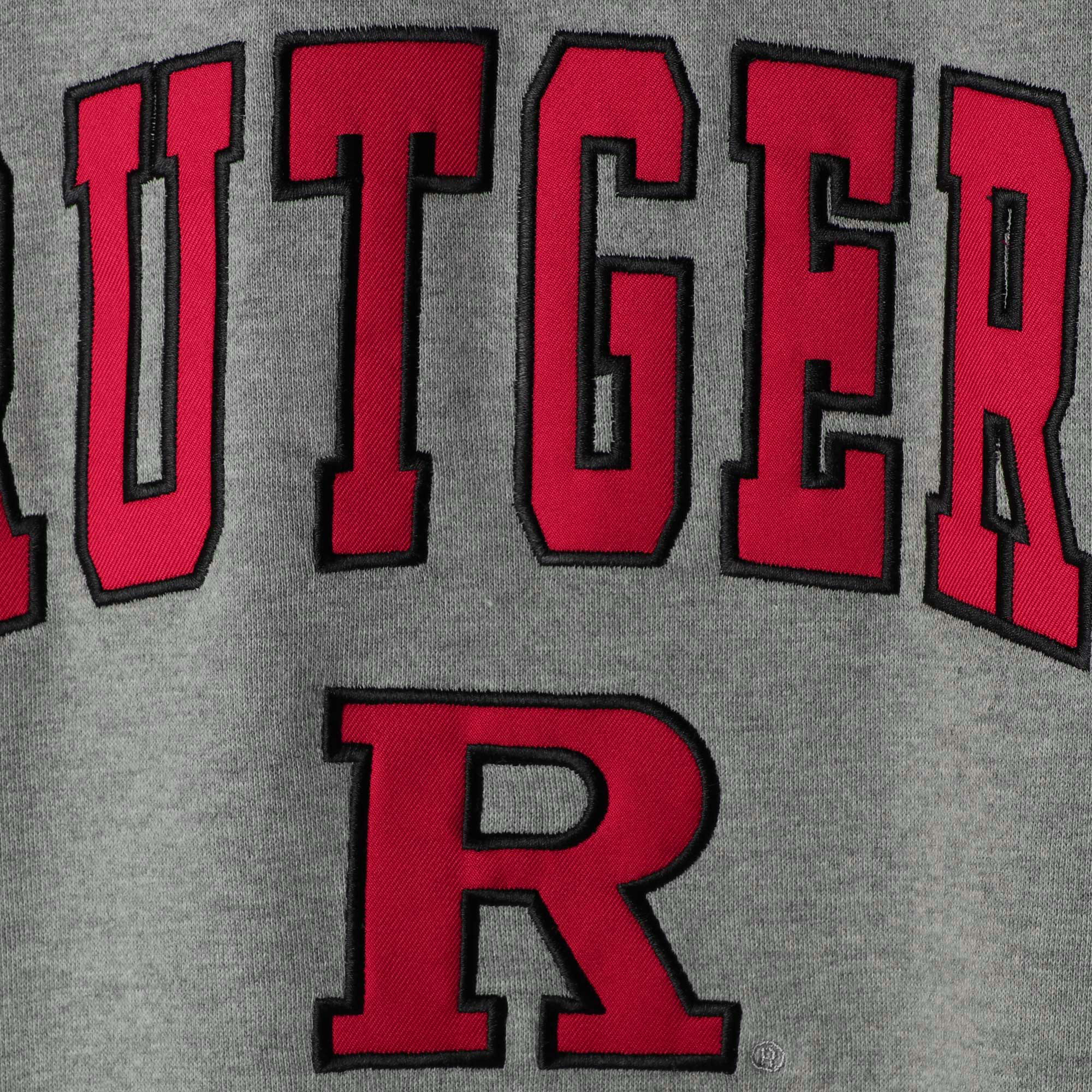 Men's Colosseum Heather Gray Rutgers Scarlet Knights Arch & Logo Crew Neck Sweatshirt - Image 6