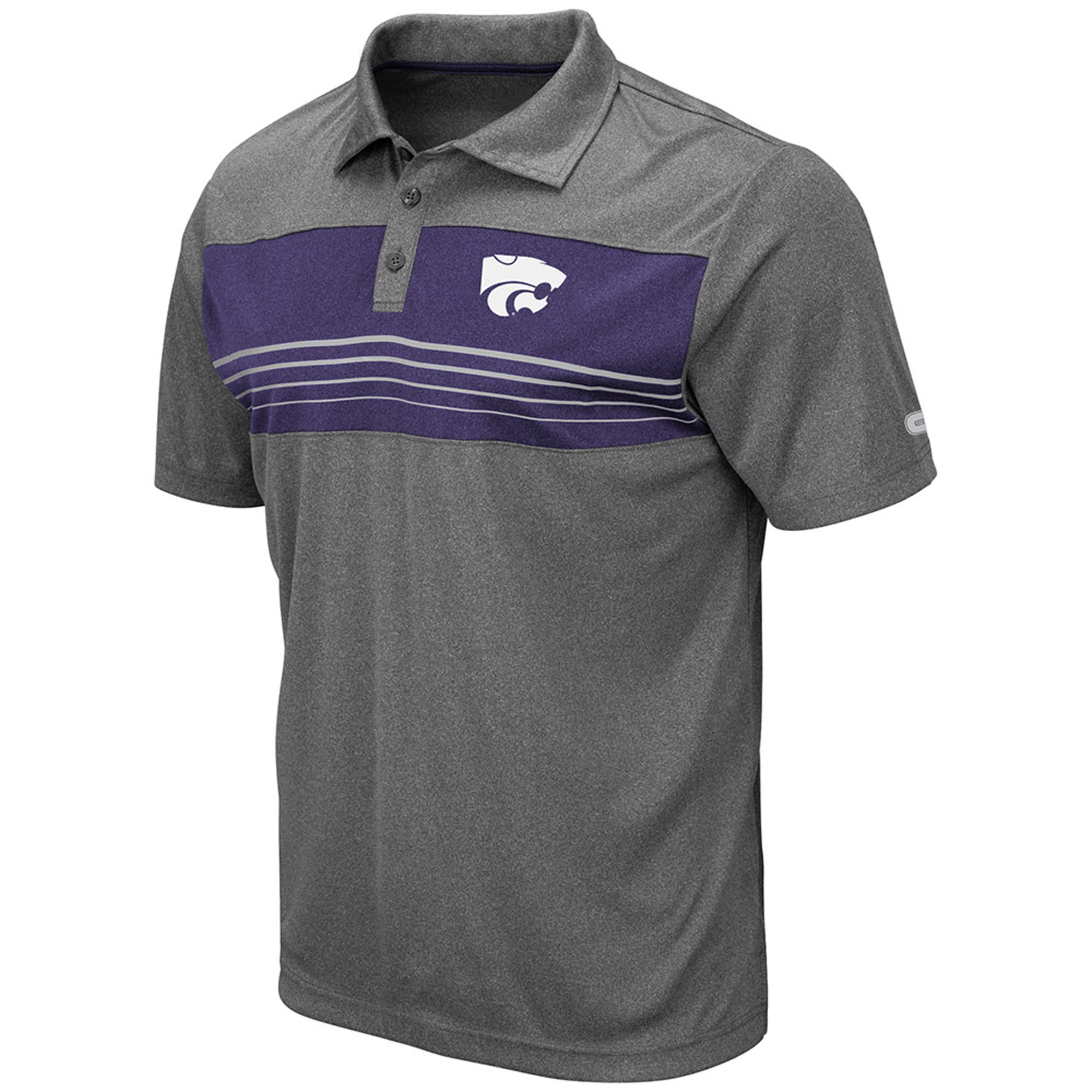 Men's Colosseum Heathered Charcoal Kansas State Wildcats Smithers Polo - Image 9