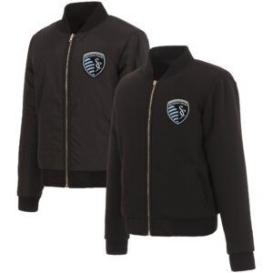 Women's JH Design Black Sporting Kansas City Reversible Full-Zip Fleece Jacket