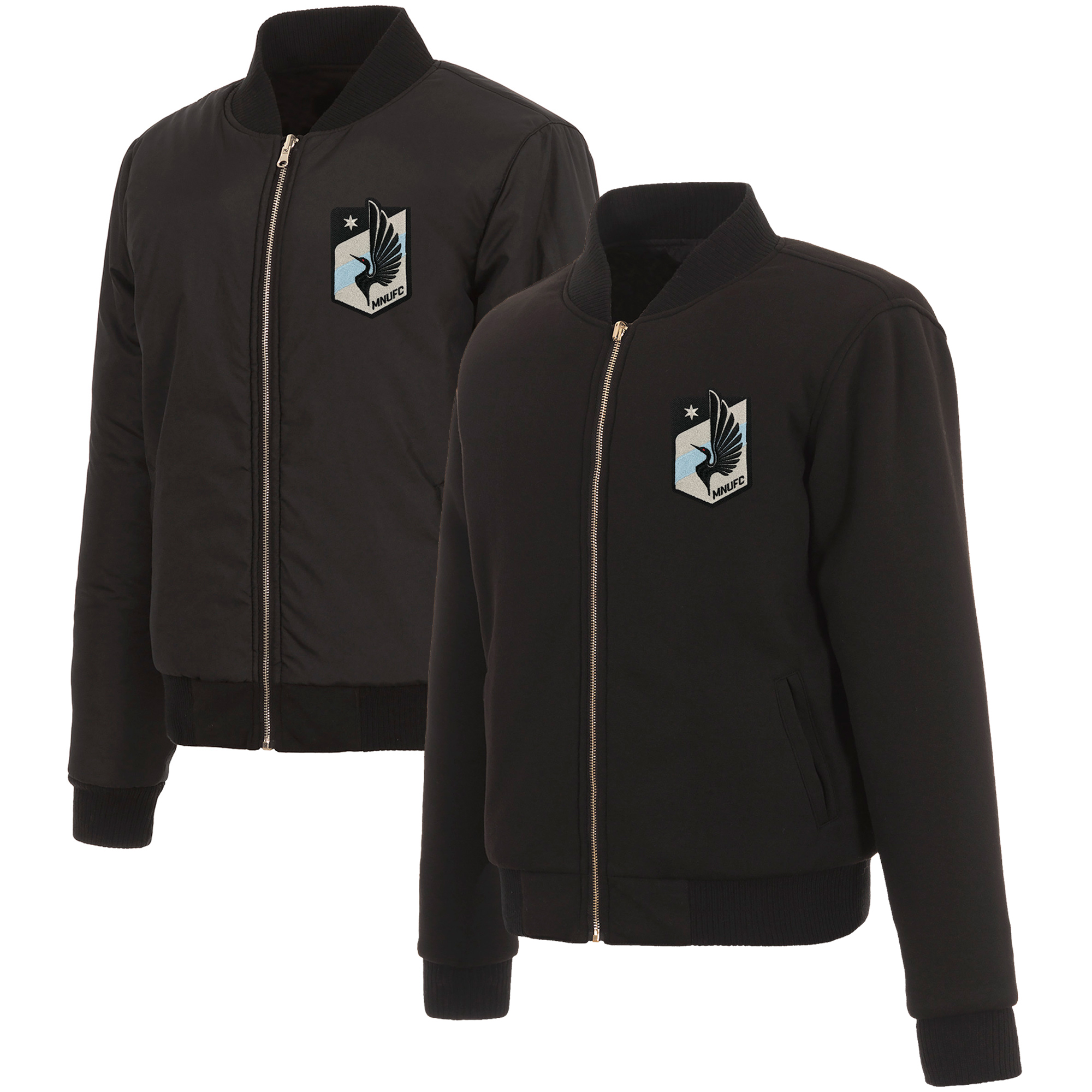 Women's JH Design Black Minnesota United FC Reversible Full-Zip Fleece Jacket