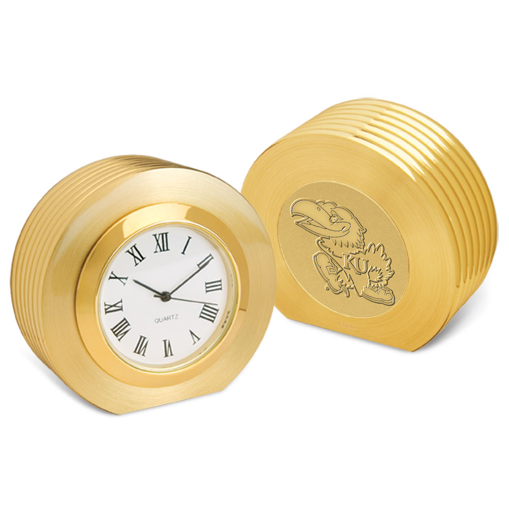 Gold Kansas Jayhawks Presidential II Desk Clock