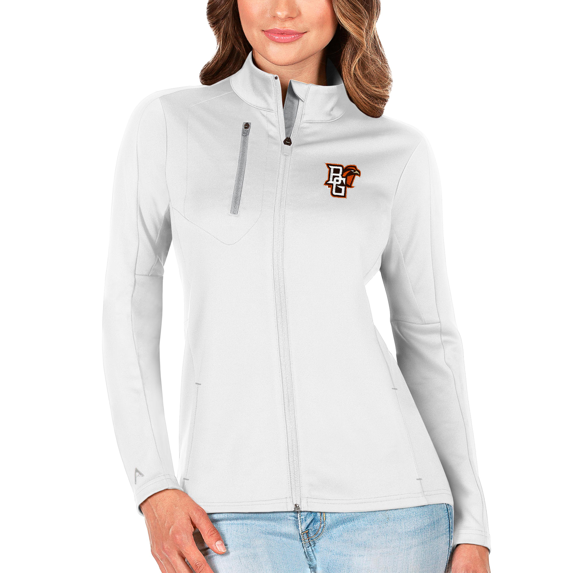 Women's Antigua White/Silver Bowling Green St. Falcons Generation Full-Zip Jacket