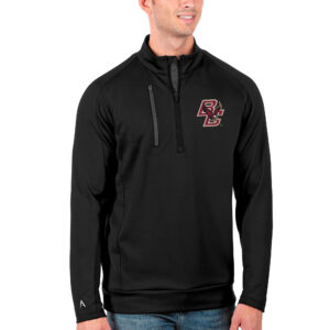 Men's Antigua Black/Charcoal Boston College Eagles Generation Half-Zip Pullover Jacket