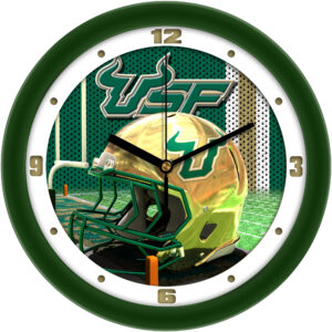 South Florida Bulls 11.5'' Suntime Premium Glass Face Football Helmet Wall Clock