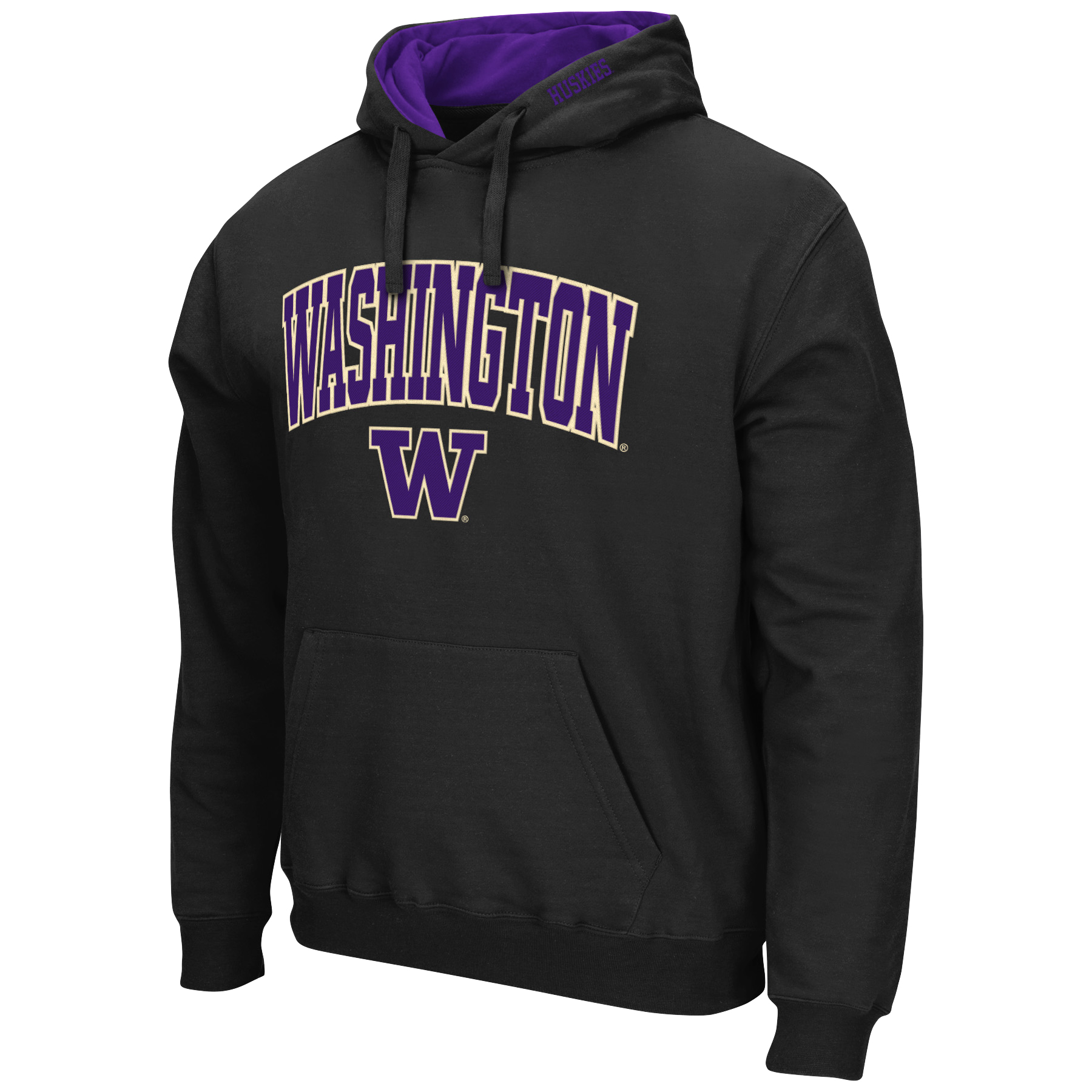 Men's Colosseum Black Washington Huskies Arch & Logo 3.0 Pullover Hoodie - Image 3