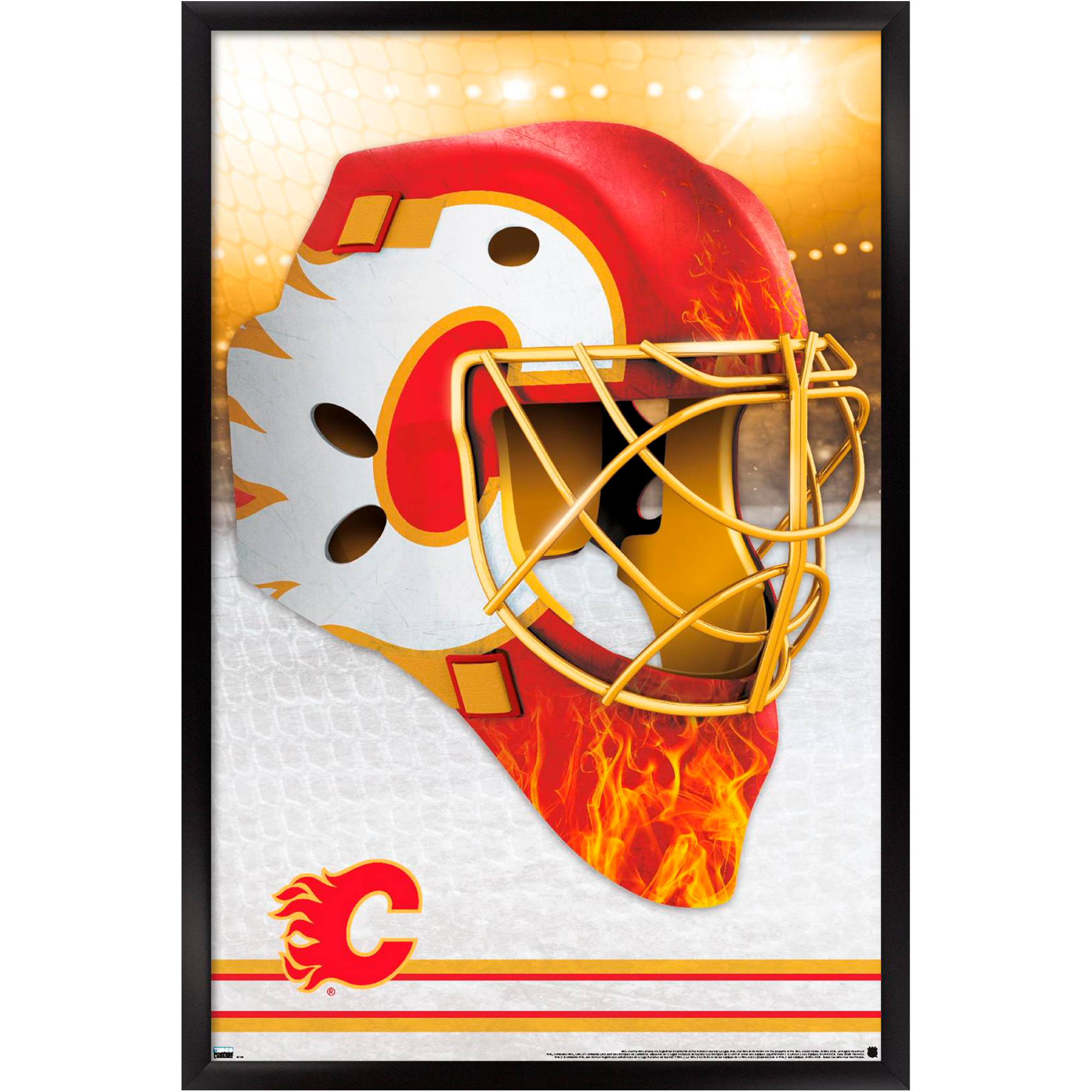 Calgary Flames 35.75'' x 24.25'' Framed Helmet Poster