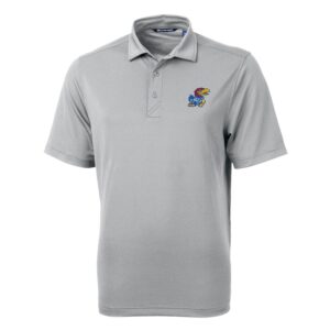 Men's Cutter & Buck Gray Kansas Jayhawks Big & Tall Virtue Eco Pique Recycled Polo