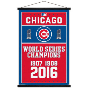 Chicago Cubs 3-Time World Series Champions 24'' x 34.75'' Magnetic Framed Poster
