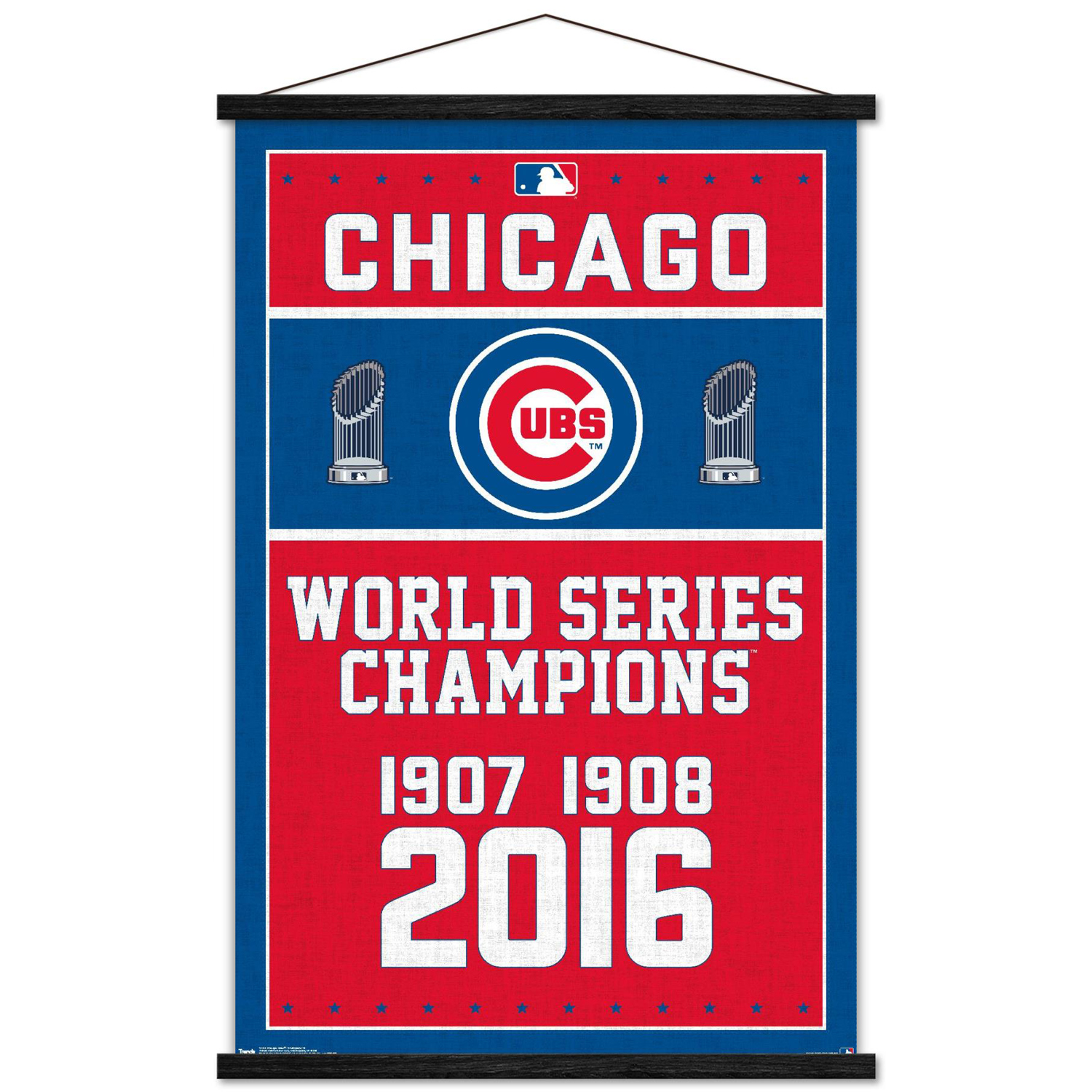 Chicago Cubs 3-Time World Series Champions 24'' x 34.75'' Magnetic Framed Poster