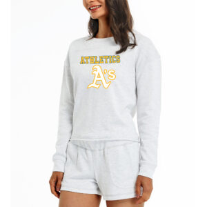 Women's Concepts Sport Cream Oakland Athletics Crossfield Long Sleeve Top & Shorts Set