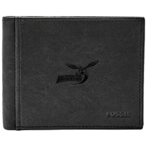 Men's Fossil Black Delaware State Hornets Ingram RFID Flip ID Bi-Fold Wallet
