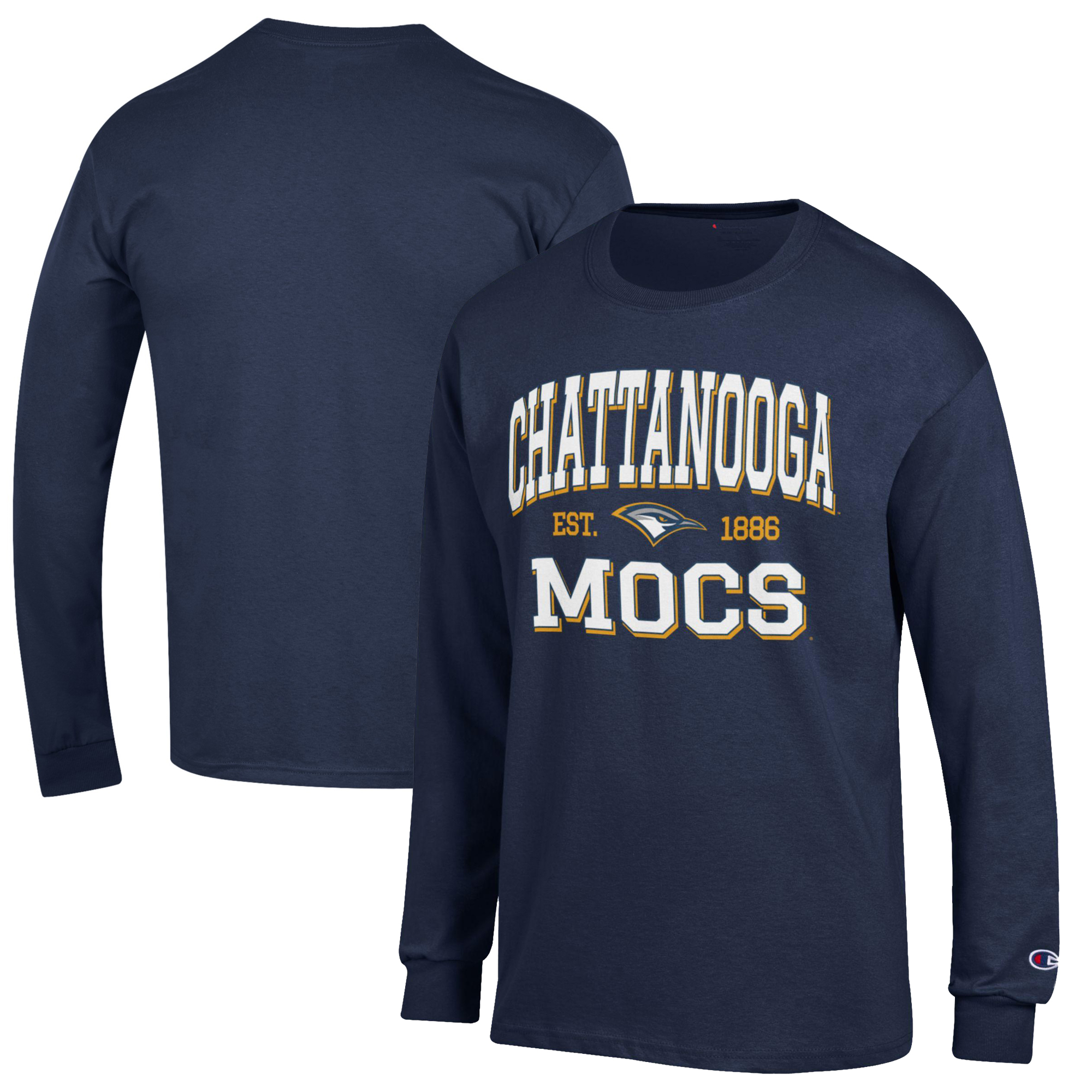 Men's Champion Navy Tennessee Chattanooga Mocs Jersey Est. Date Long Sleeve T-Shirt - Image 5