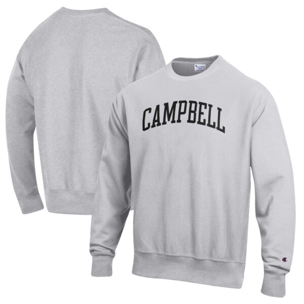 Men's Champion Heathered Gray Campbell Fighting Camels Reverse Weave Fleece Crewneck Sweatshirt