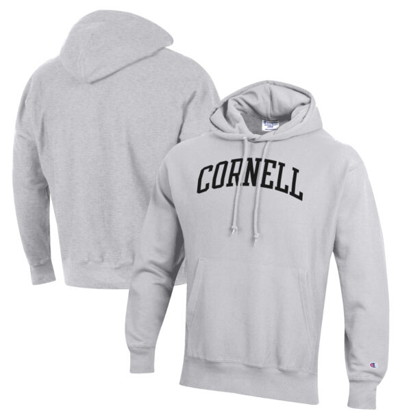 Men's Champion Heathered Gray Cornell Big Red Reverse Weave Fleece Pullover Hoodie