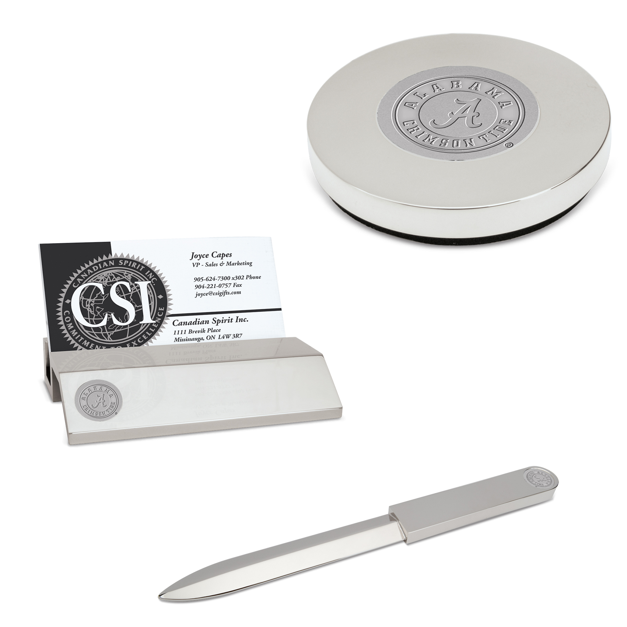 Silver Alabama Crimson Tide Desk Gift Set