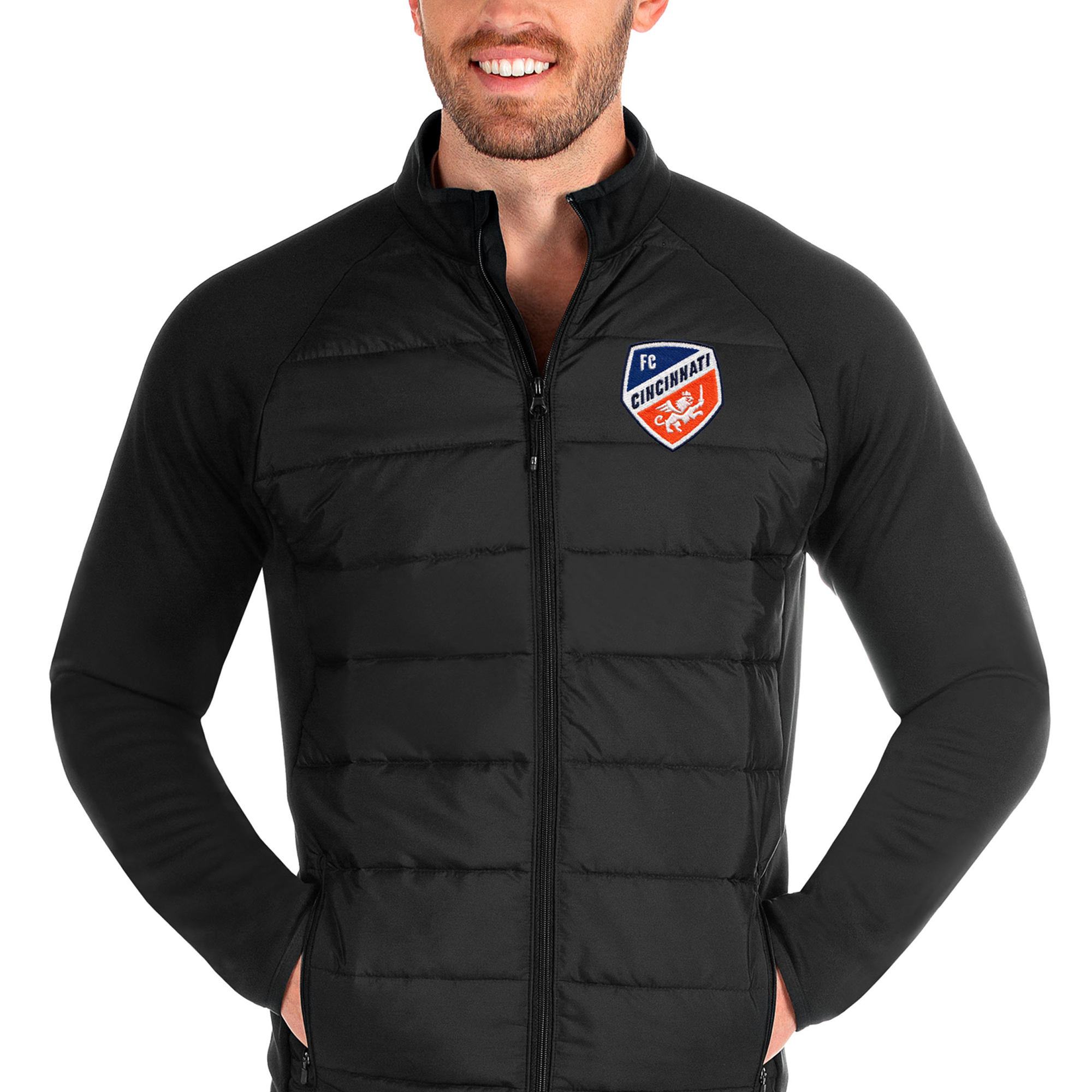 Men's Antigua Black FC Cincinnati Altitude Full-Zip Jacket