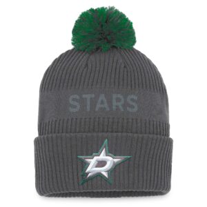 Men's Fanatics Charcoal Dallas Stars Authentic Pro Home Ice Cuffed Knit Hat with Pom