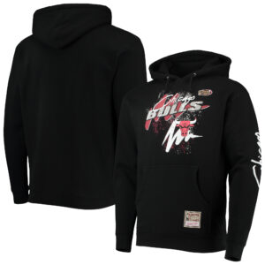 Men's Mitchell & Ness Black Chicago Bulls Hardwood Classics Hyper Hoops Pullover Hoodie