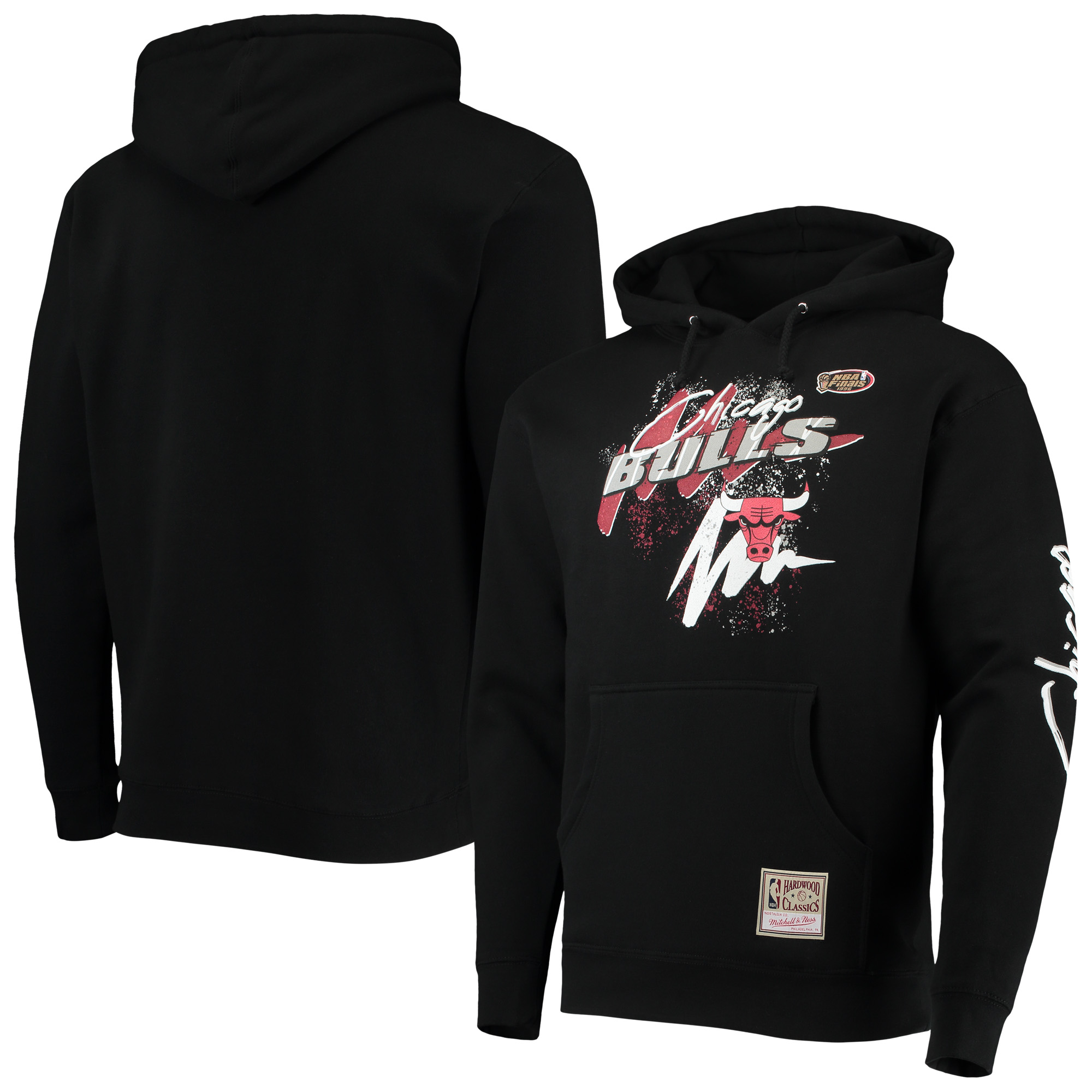 Men's Mitchell & Ness Black Chicago Bulls Hardwood Classics Hyper Hoops Pullover Hoodie