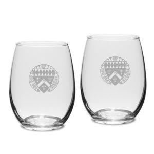 Loras College Duhawks Logo 15oz. 2-Piece Stemless Wine Glass Set