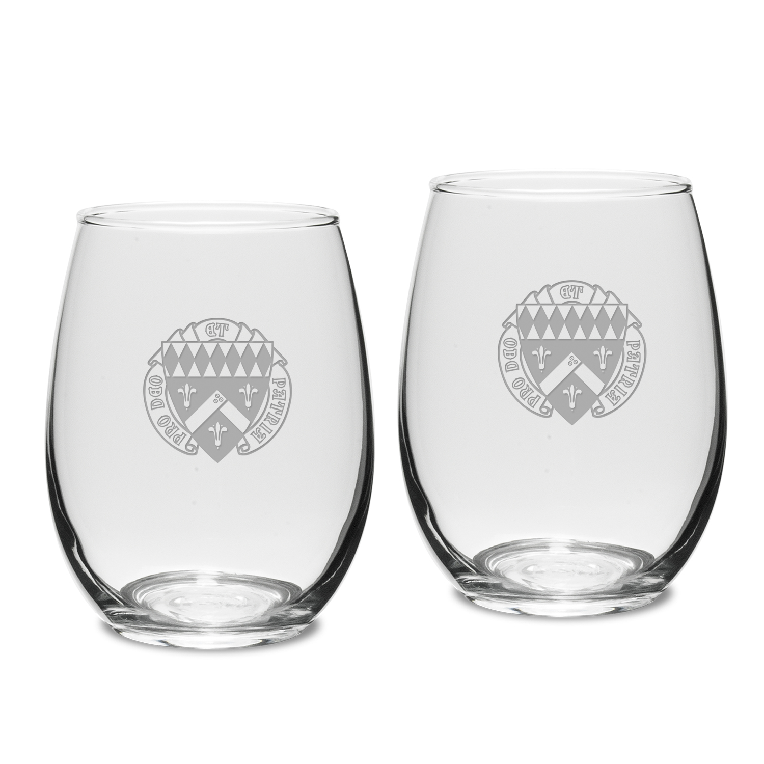 Loras College Duhawks Logo 15oz. 2-Piece Stemless Wine Glass Set