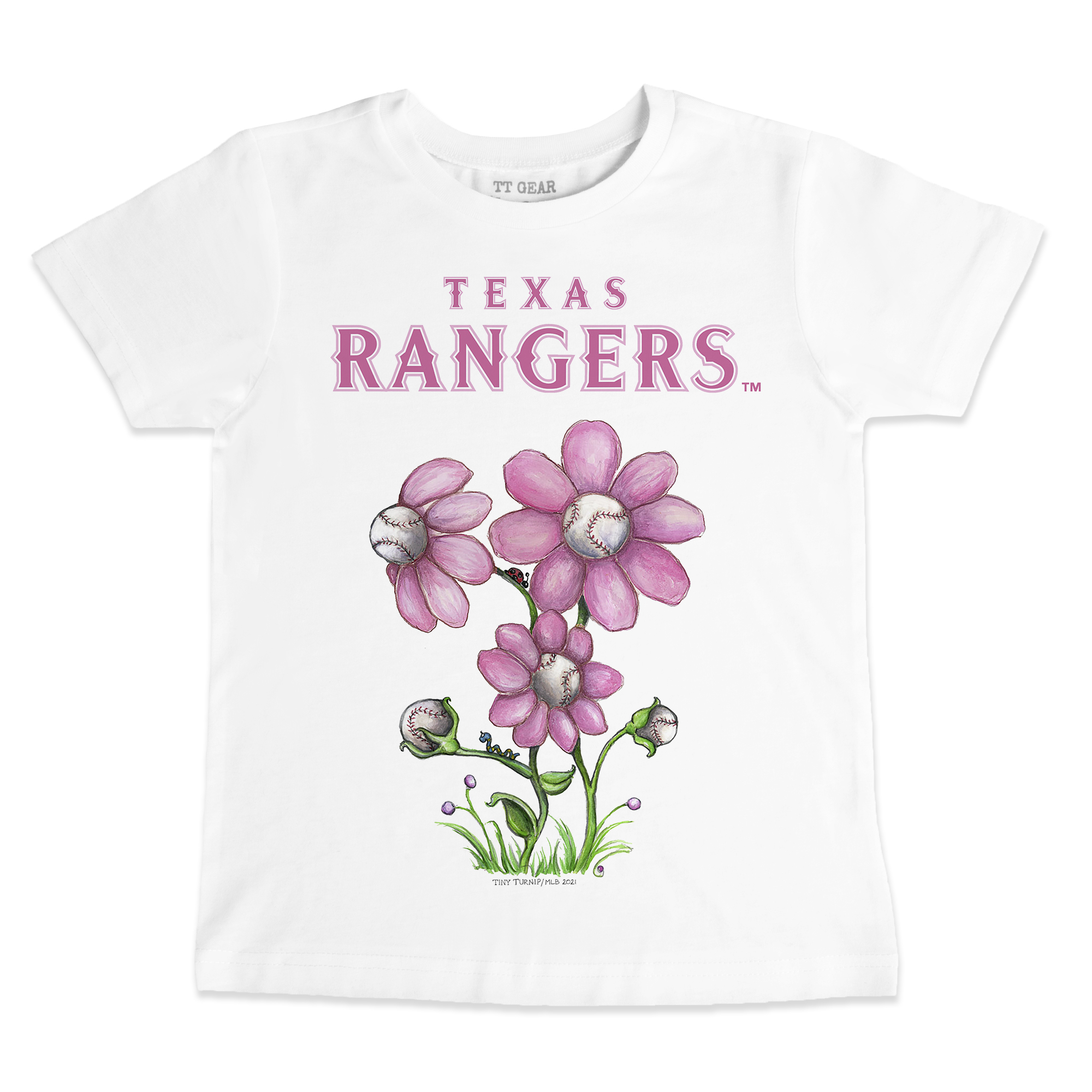 Toddler Tiny Turnip White Texas Rangers Blooming Baseballs T-Shirt