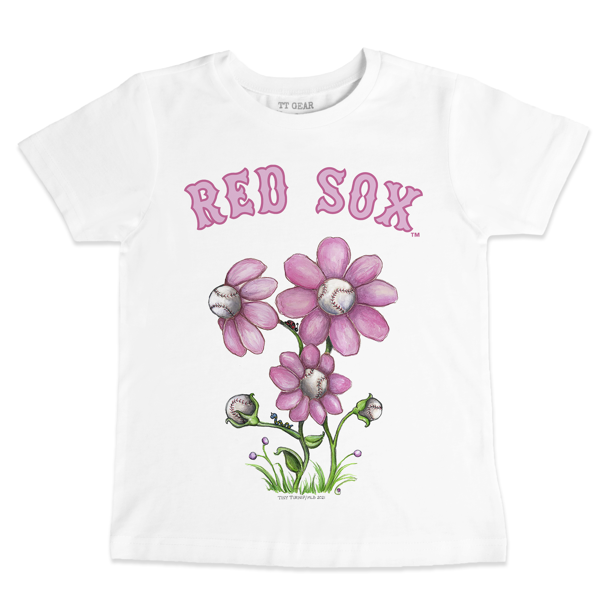 Youth Tiny Turnip White Boston Red Sox Blooming Baseballs T-Shirt