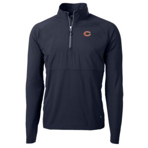 Men's Cutter & Buck Navy Chicago Bears Adapt Eco Knit Hybrid Recycled Quarter-Zip Raglan Jacket