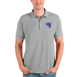 Men's Antigua Heathered Gray New York Rangers Affluent Polo