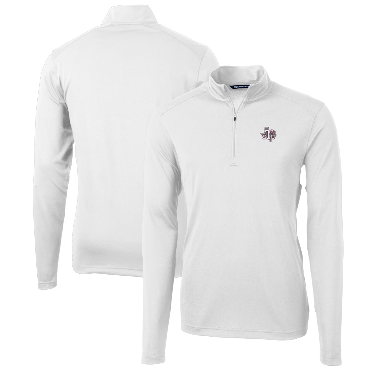 Men's Cutter & Buck White Texas Southern Tigers Big & Tall Virtue Eco Pique Recycled Quarter-Zip Pullover Top