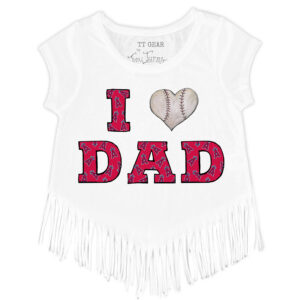 Toddler Tiny Turnip White Los Angeles Angels I Love Dad Fringe T-Shirt