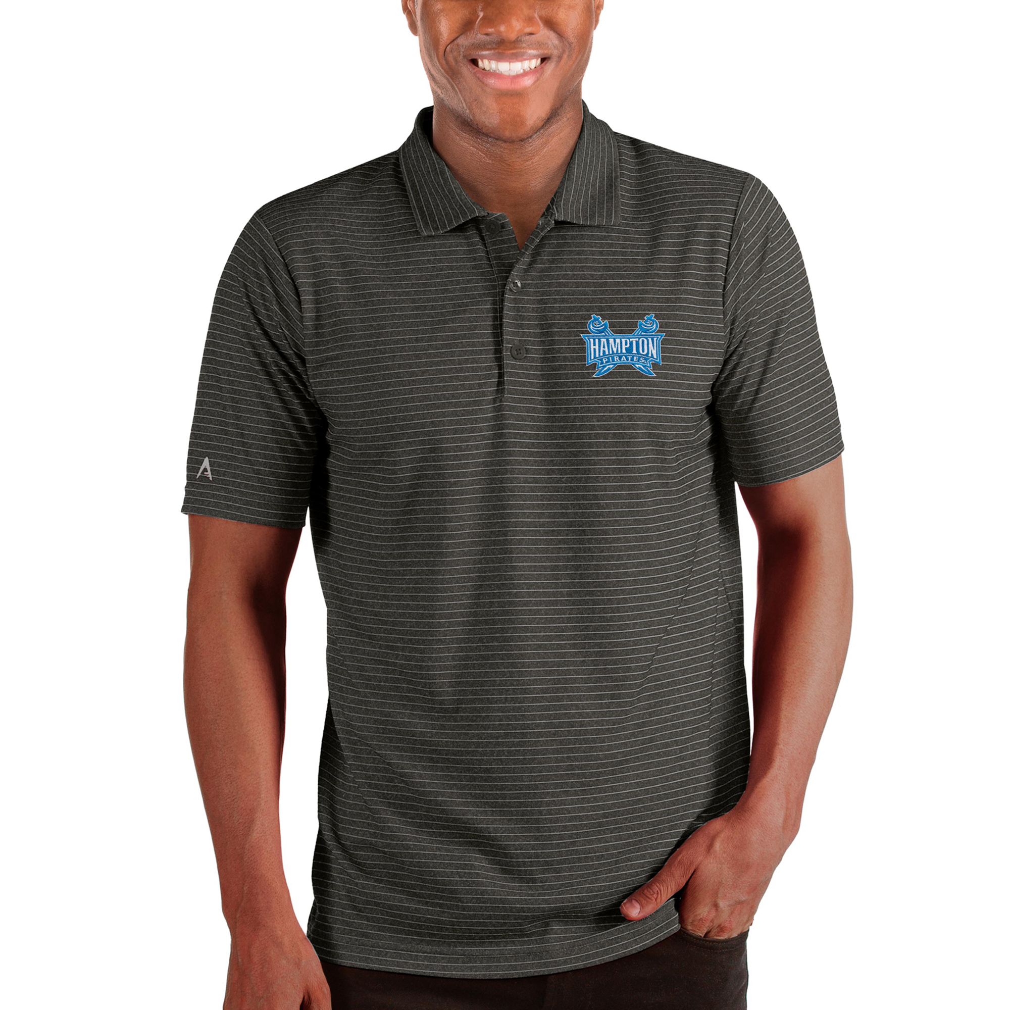 Men's Antigua Heathered Black Hampton Pirates Esteem Polo