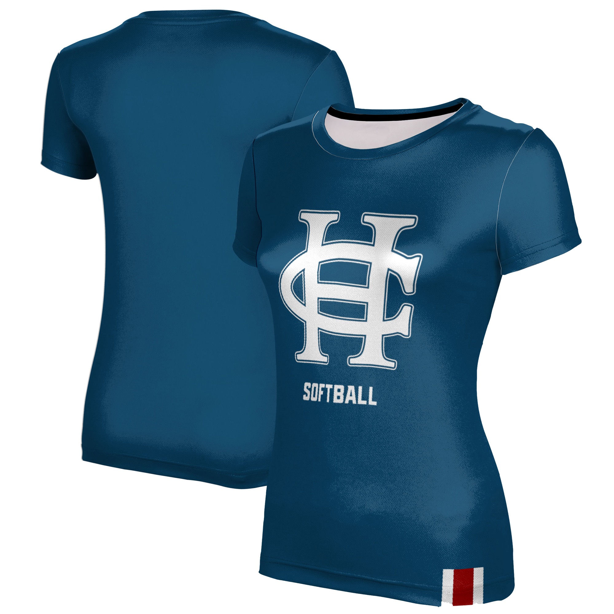 Women's ProSphere Blue Hanover Panthers Softball Logo Stripe T-Shirt - Image 2
