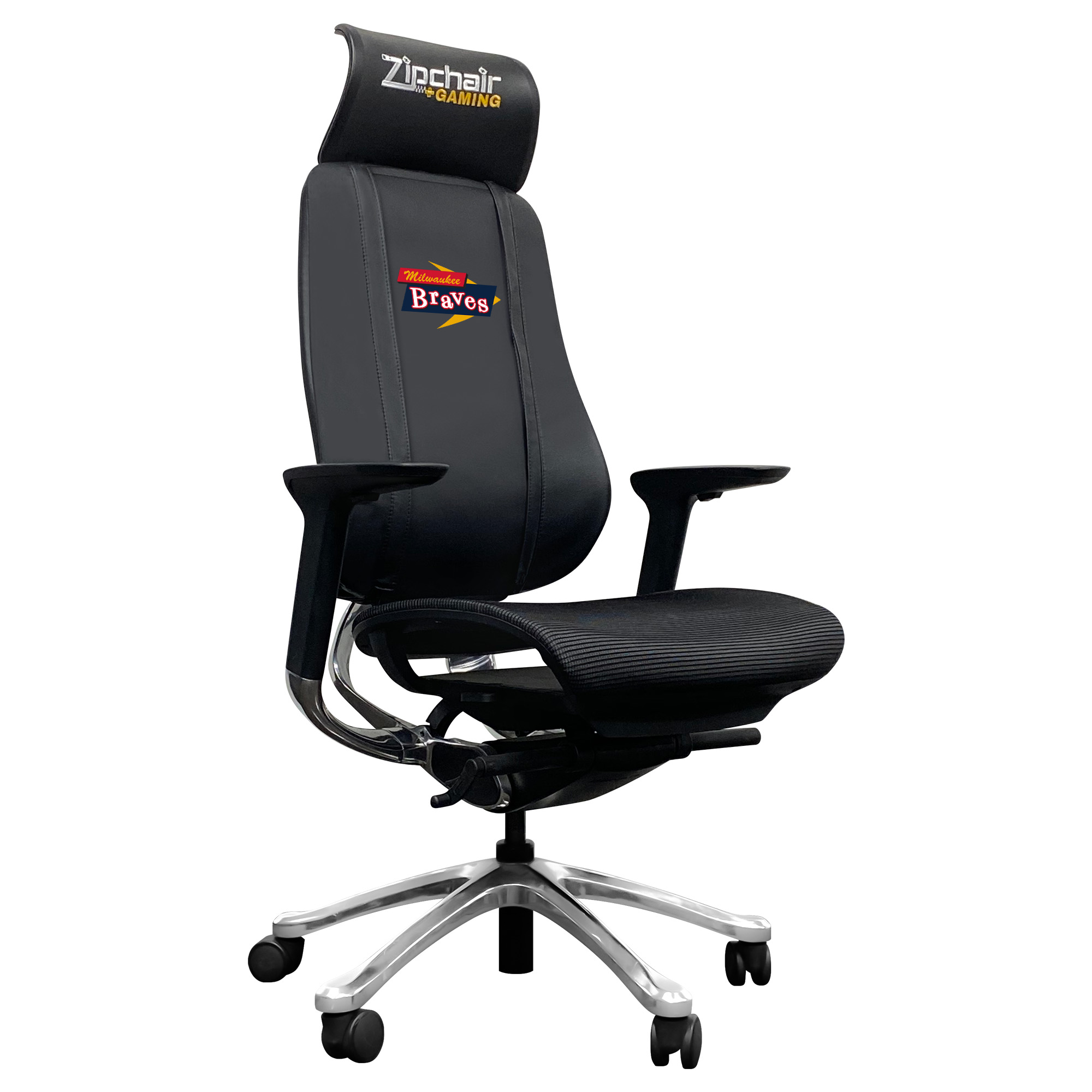 Black Milwaukee Braves Logo PhantomX Gaming Chair