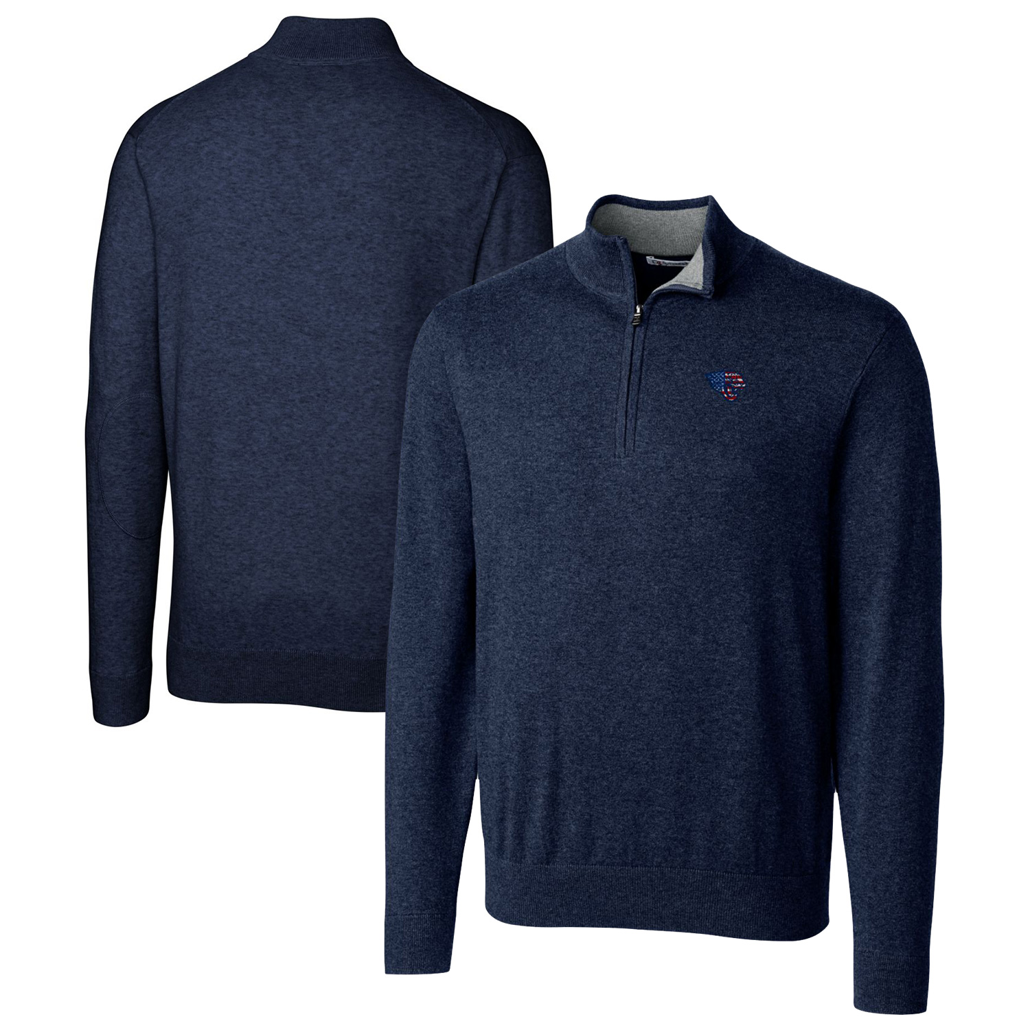 Men's Cutter & Buck Navy Jacksonville Jaguars Lakemont Quarter-Zip Pullover Sweater - Image 2