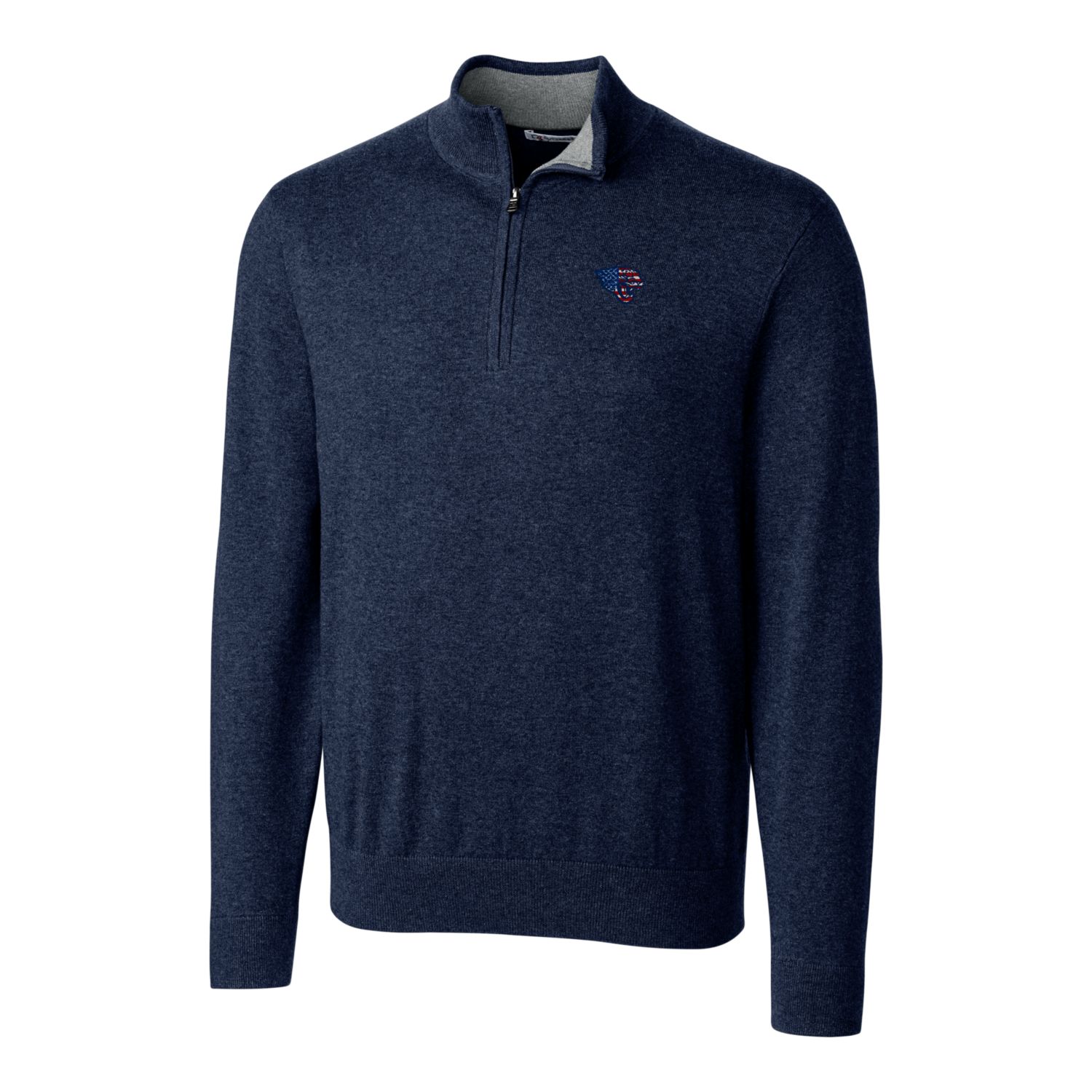 Men's Cutter & Buck Navy Jacksonville Jaguars Lakemont Quarter-Zip Pullover Sweater - Image 6
