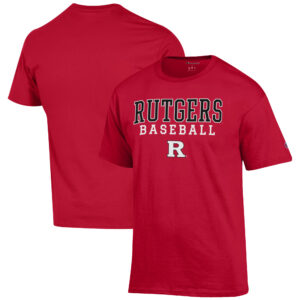 Men's Champion Scarlet Rutgers Scarlet Knights Baseball Stack T-Shirt