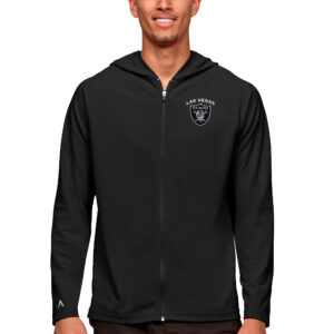 Men's Antigua Black Las Vegas Raiders Logo Legacy Full-Zip Hoodie