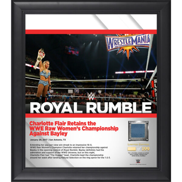 Charlotte Flair Framed 15'' x 17'' 2017 Royal Rumble Collage with a Piece of Match-Used Canvas - Limited Edition of 199