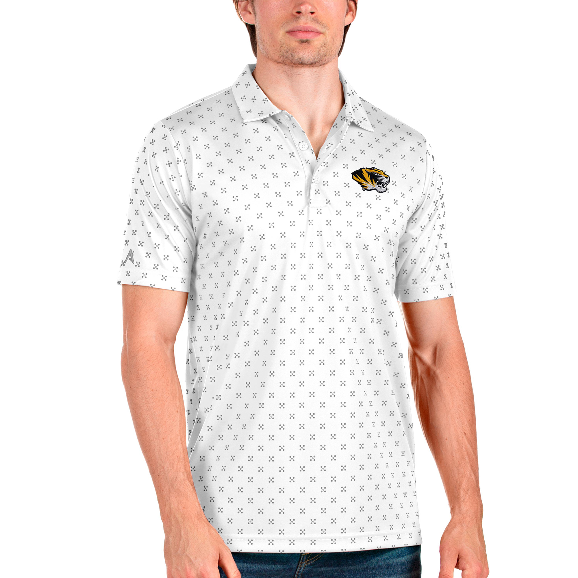 Men's Antigua White/Steel Missouri Tigers Spark Polo