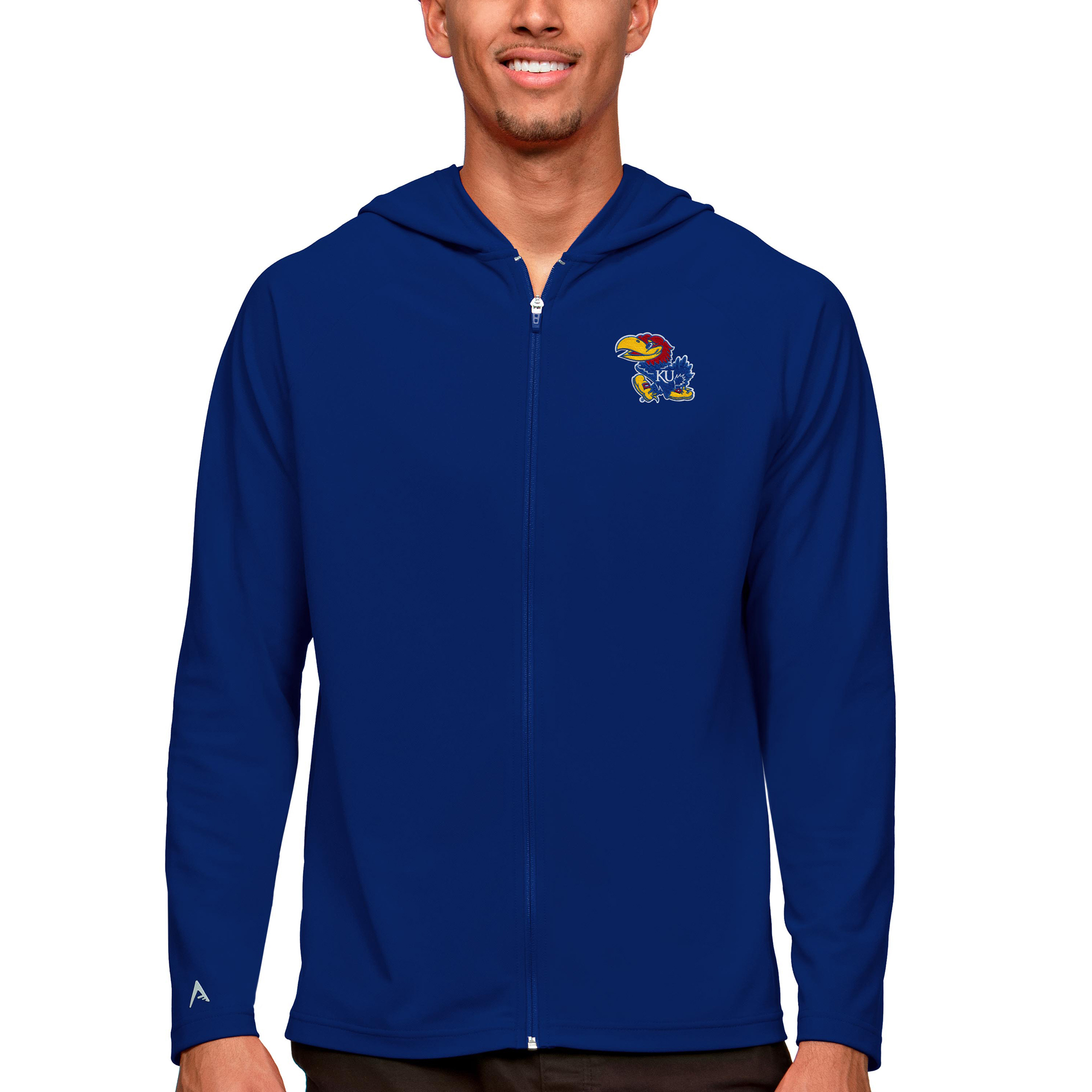 Men's Antigua Royal Kansas Jayhawks Legacy Full-Zip Hoodie