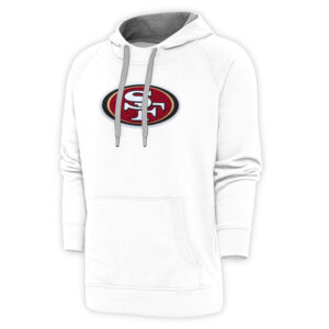 Men's Antigua White San Francisco 49ers Victory Chenille Pullover Hoodie
