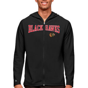 Men's Antigua Black Chicago Blackhawks Legacy Full-Zip Hoodie