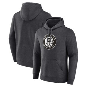 Men's Charcoal Brooklyn Nets Logo Pullover Hoodie