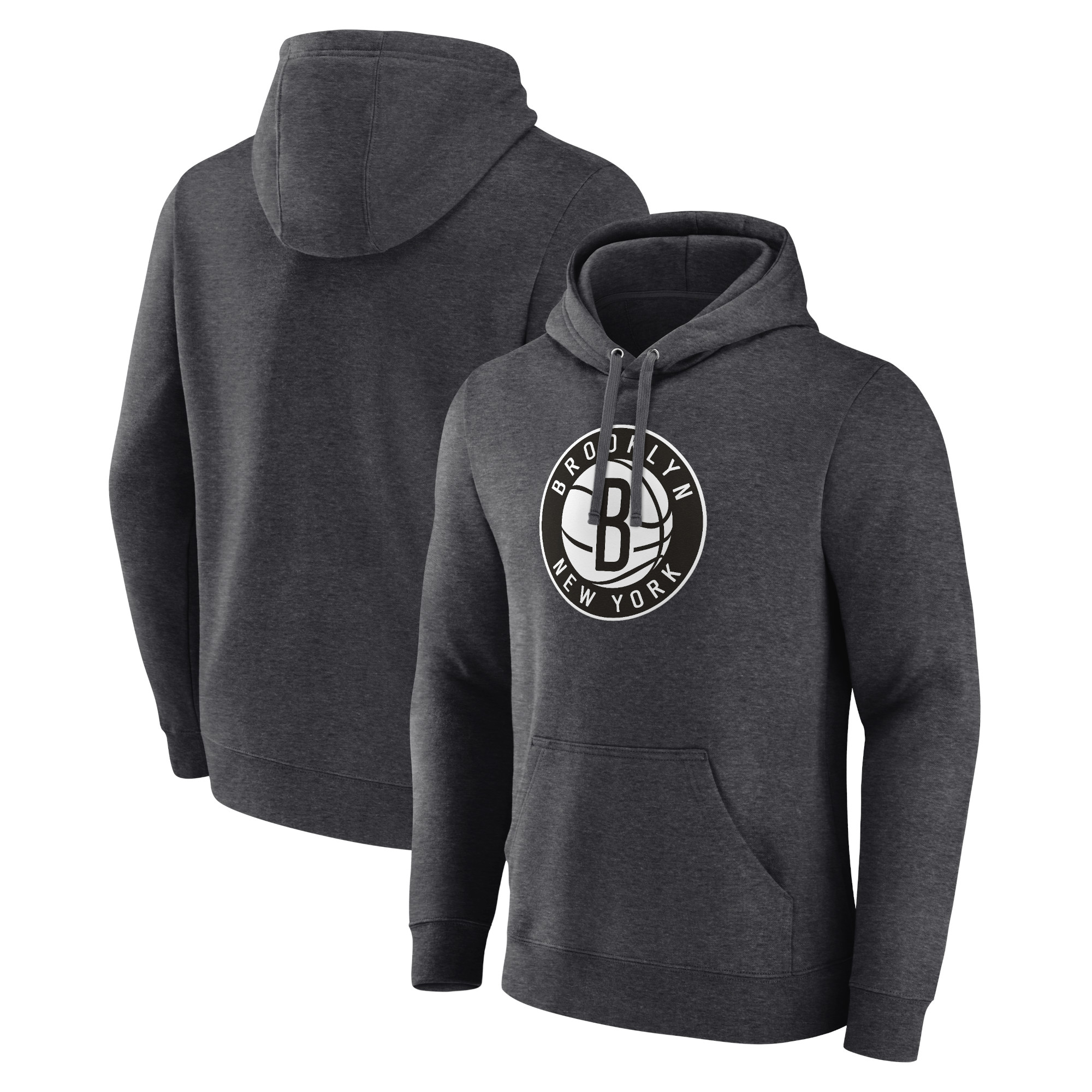 Men's Charcoal Brooklyn Nets Logo Pullover Hoodie