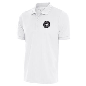 Men's Antigua White Charlotte FC Brushed Metallic Logo Big & Tall Solid Pique Polo