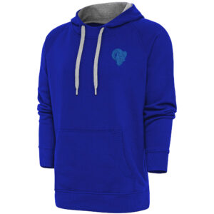 Men's Antigua Royal Los Angeles Rams Tonal Logo Victory Pullover Hoodie