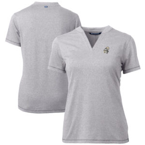 Women's Cutter & Buck Heather Gray New Orleans Saints Throwback Logo Forge Blade V-Neck Polo