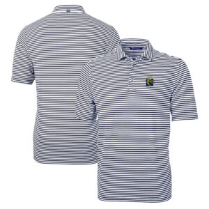 Men's Cutter & Buck Navy FIU Panthers Big & Tall Team Logo Virtue Eco Pique Stripe Recycled Polo