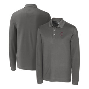 Men's Cutter & Buck Steel Southern Illinois Salukis Advantage Tri-Blend Pique Long Sleeve Polo
